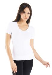 Koszulka T-shirt bawełniana Teyli Deko-V. Czarne bluzki sportowe damskie Teyli, s, z bawełny, bez kołnierzyka, bez ramiączek. Za 79.99 zł.