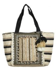 BLE Shopper bag w kolorze czarno-jasnobrązowym - 45 x 25 x 15 cm rozmiar: onesize. Brązowe shopper bag damskie BLE, z aplikacjami, z materiału, na ramię, bez dodatków. Za 158.47 zł.