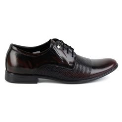 Olivier Buty męskie eleganckie skórzane 302T3 wiśnia czerwone. Czerwone buty wizytowe męskie ze skóry, bez zapięcia. Za 367.89 zł.