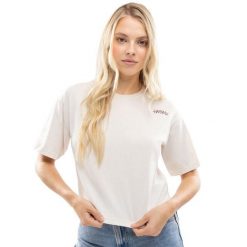 Damski luźny crop top Lifestyle Siroko IBZ Eivissa Ivory. Brązowe topy damskie SIROKO, bez wzorów, z bawełny, bez ramiączek. Za 126.00 zł.