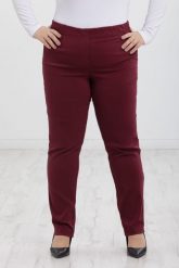 Bordowe spodnie Nilda z prostą nogawką wysoki stan PLUS SIZE XXL. Czerwone spodnie materiałowe damskie Nasi partnerzy, bez wzorów, z elastanu, biznesowe, z podwyższonym stanem, plus size. Za 159.90 zł.