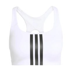 Biustonosz dla kobiet adidas Optime Workout 3-stripes. Białe biustonosze sportowe damskie Adidas, bez wzorów, z materiału. Za 234.50 zł.