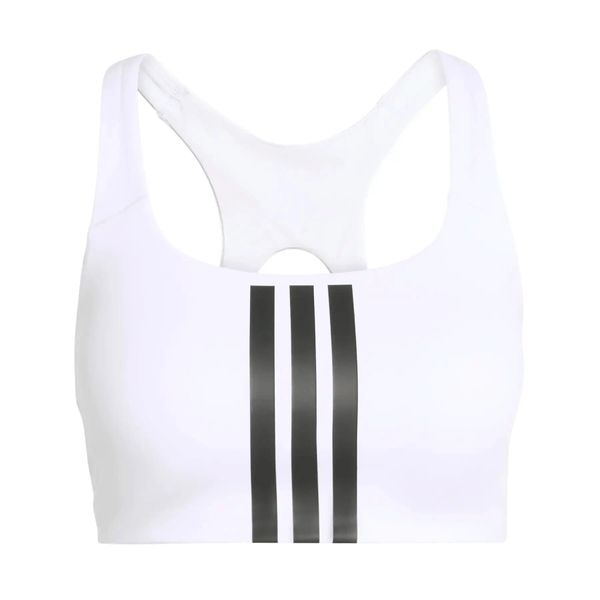 Biustonosz dla kobiet adidas Optime Workout 3-stripes. Białe biustonosze sportowe damskie Adidas, bez wzorów, z materiału. Za 213.50 zł.