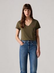 Levi's Koszulka w kolorze khaki rozmiar: S. Brązowe bluzki damskie Levi's, s, bez wzorów, z bawełny, bez kołnierzyka. Za 43.99 zł.