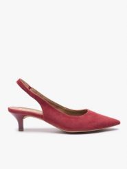 Bordowe czółenka bez pięty slingback. Czerwone czółenka damskie Ryłko, bez wzorów, z gumy, bez obcasa, na obcasie. Za 349.99 zł.