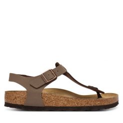 Sandały Birkenstock. Brązowe sandały damskie Birkenstock, bez wzorów, bez obcasa, na płaskiej podeszwie. Za 469.99 zł.