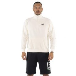 Bluza z bawełna z zamek błyskawiczny na czas wolny. Białe bluzy bez kaptura męskie LEONE 1947 APPAREL, z bawełny. W wyprzedaży za 134.59 zł.