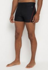Czarno-Czerwone Kąpielówki z Ozdobnymi Paskami i Kieszonką Firalise. Czarne kąpielówki męskie Born2be, l, bez wzorów, trekkingowe. Za 39.99 zł.
