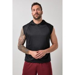 Męska Bluza z kapturem fitness Belly Fit siateczka kaptur szybkoschnąca. Czarne bluzy sportowe męskie JAY-PI, bez wzorów, z elastanu, bez kołnierzyka, bez ramiączek. Za 239.99 zł.