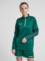 Bluza do piłki nożnej damska Hummel demi-zip hml AUTHENTIC. Czerwone bluzy z kapturem damskie HUMMEL, na wiosnę, xl, z materiału. Za 166.00 zł.