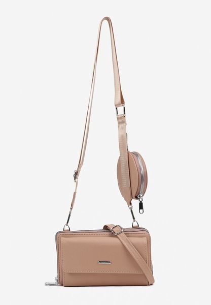 Jasnobrązowa Dwukomorowa Torebka na Ramię z Dwoma Odpinanymi Paskami Siarana. Brązowe torebki klasyczne damskie Born2be, bez wzorów, z jeansu, małe, bez dodatków. Za 79.99 zł.