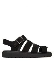 Calvin Klein Jeans Sandały Fisherman Hw Sandal Lth YW0YW01962 Czarny. Czarne sandały damskie Calvin Klein Jeans, bez wzorów, z jeansu, bez obcasa, na płaskiej podeszwie. Za 259.99 zł.