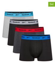 Reebok Bokserki (4 pary) w kolorze czarno-szaro-antracytowym rozmiar: M. Czarne bokserki męskie Reebok, bez wzorów. Za 65.99 zł.