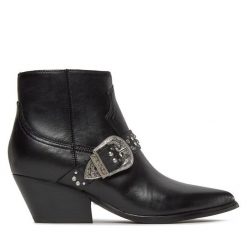 Botki Guess. Czarne botki damskie Guess, bez obcasa, na słupku, bez zapięcia. Za 889.99 zł.