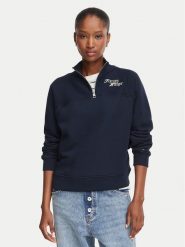Tommy Hilfiger Bluza WW0WW51878 Granatowy Regular Fit. Niebieskie bluzy bez kaptura damskie Tommy Hilfiger, s, z bawełny. Za 649.99 zł.