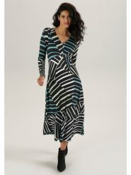 Aniston Sukienka w kolorze czarno-biało-turkusowym rozmiar: 44. Białe sukienki damskie Aniston, bez wzorów, z wiskozy, bez kołnierzyka, bez ramiączek, maxi. Za 124.11 zł.