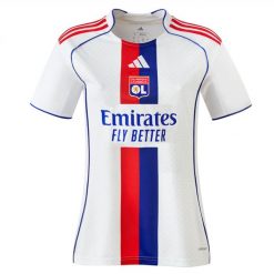 Koszulka domowa damska OL 2025/26. Białe t-shirty damskie OLYMPIQUE LYONNAIS, s, bez wzorów, z materiału, bez kołnierzyka. Za 367.65 zł.