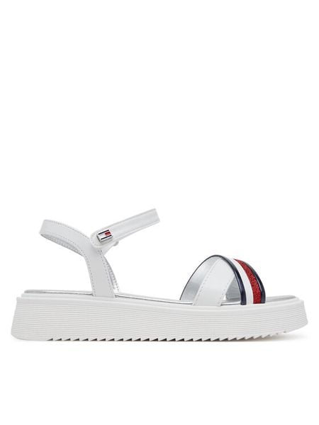 Tommy Hilfiger Sandały Sandal T4A2-33799-0273 S Biały. Białe sandały dziewczęce Tommy Hilfiger, ze skóry, bez zapięcia. Za 279.99 zł.