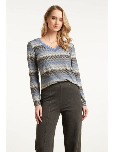 Smashed Lemon Bluzka w kolorze błękitno-szarym rozmiar: 3XL. Niebieskie bluzki damskie Smashed Lemon, xl, bez wzorów, bez kołnierzyka, bez ramiączek. Za 104.99 zł.