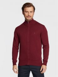 Tommy Hilfiger Kardigan MW0MW28050 Bordowy Regular Fit. Czerwone kardigany męskie Tommy Hilfiger, m, bez wzorów, z bawełny, bez kołnierzyka. Za 749.99 zł.