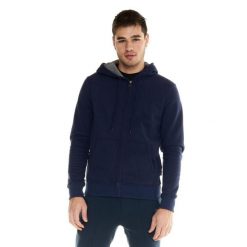 Męska bluza Leone z kapturem i zamkiem błyskawicznym Lifestyle. Niebieskie bluzy sportowe męskie LEONE 1947 APPAREL, bez wzorów, z tkaniny, sportowe, bez kołnierzyka, bez ramiączek. W wyprzedaży za 223.60 zł.