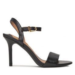 Sandały LAUREN RALPH LAUREN. Czarne sandały damskie Lauren Ralph Lauren, bez wzorów, bez obcasa, na szpilce. Za 429.99 zł.