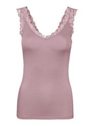 Vero Moda Top w kolorze jasnoróżowym rozmiar: L. Różowe topy damskie Vero Moda, l, bez wzorów, z koronki, bez kołnierzyka. Za 48.16 zł.