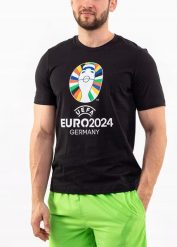 Koszulka męska adidas Euro24. Czarne t-shirty sportowe męskie Adidas, m, z bawełny, bez ramiączek, na fitness i siłownię. Za 49.00 zł.