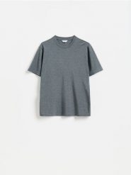 T-shirt regular z dodatkiem lyocellu - ciemnoszary. Szare t-shirty męskie Reserved, l, bez wzorów, z dzianiny, bez kołnierzyka. Za 99.99 zł.