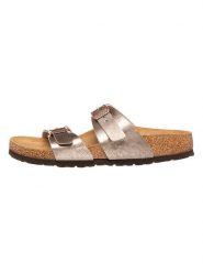 Birkenstock Klapki "Sydney" w kolorze szarobrązowym rozmiar: 37. Brązowe klapki damskie Birkenstock, bez wzorów, z materiału, bez obcasa. Za 314.96 zł.