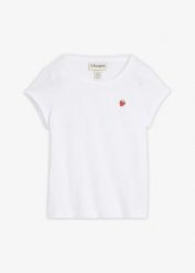 T-shirt z czystej bawełny. Białe t-shirty damskie bonprix, bez wzorów, z bawełny, bez kołnierzyka. Za 39.99 zł.