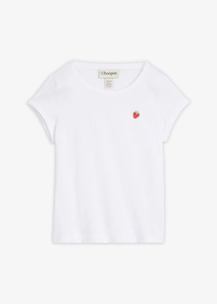 T-shirt z czystej bawełny. Białe t-shirty damskie bonprix, bez wzorów, z bawełny, bez kołnierzyka. Za 39.99 zł.