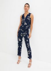 Kombinezon. Czarne kombinezony damskie bonprix, bez wzorów, eleganckie, bez kołnierzyka, bez ramiączek. Za 147.99 zł.
