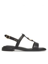 Clarks Sandały Ariany Sling 26181240 Czarny. Czarne sandały damskie Clarks, bez wzorów, ze skóry, bez obcasa, na płaskiej podeszwie. Za 259.99 zł.