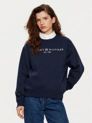Tommy Hilfiger Bluza WW0WW39791 Granatowy Relaxed Fit. Niebieskie bluzy bez kaptura damskie Tommy Hilfiger, l, z bawełny. Za 349.99 zł.