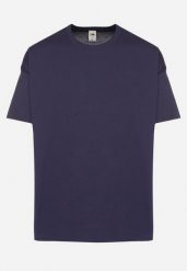 Granatowa Koszulka T-shirt z Bawełny Fodarella. Niebieskie t-shirty męskie Born2be, m, z aplikacjami, z bawełny, bez kołnierzyka. Za 44.99 zł.