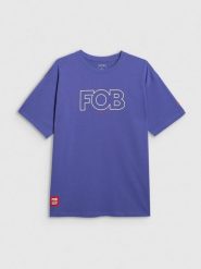 4F T-shirt loose z nadrukiem męski - fioletowy M. Fioletowe t-shirty męskie 4f, m, bez wzorów, z materiału, bez kołnierzyka. Za 79.99 zł.