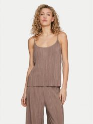 Vila Top Plisa 14096337 Brązowy Relaxed Fit. Brązowe topy damskie Vila, m, bez wzorów, z wiskozy, bez kołnierzyka. Za 49.99 zł.