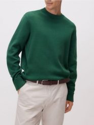 Bawełniany sweter - zielony. Zielone swetry męskie Reserved, l, bez wzorów, z bawełny, bez kołnierzyka. Za 139.99 zł.