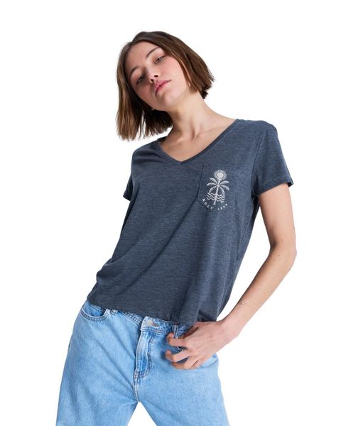 Koszulka z krótkim rękawem damska LAGUNA GREEN. Szare t-shirty damskie Roxy, m, bez wzorów, z poliesteru, bez kołnierzyka. Za 109.99 zł.