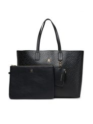 Tommy Hilfiger Torebka Th Icon Tote Mono AW0AW17687 Czarny. Czarne torebki klasyczne damskie Tommy Hilfiger, bez wzorów, ze skóry, bez dodatków. Za 559.99 zł.