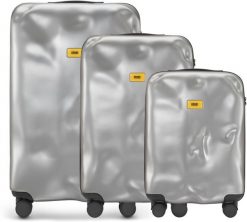 Walizki Icon w zestawie 3 el. srebrny. Szare walizki Crash Baggage, bez wzorów. Za 4,585.00 zł.