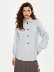 KARL LAGERFELD Koszula A1W11026 Niebieski Regular Fit. Niebieskie koszule damskie Karl Lagerfeld, bez wzorów, z bawełny, bez kołnierzyka, bez ramiączek. Za 449.99 zł.
