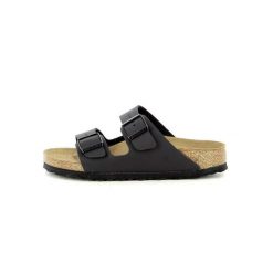 Klapki damskie Birkenstock Arizona BS W. Czarne klapki damskie Birkenstock, bez wzorów, z materiału, bez obcasa. W wyprzedaży za 329.00 zł.