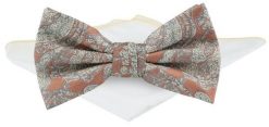 Męska Mucha w Komplecie z Poszetką - Chattier - Blada Pomarańcza. Krawaty i muchy męskie Chattier, bez wzorów, eleganckie. Za 65.00 zł.