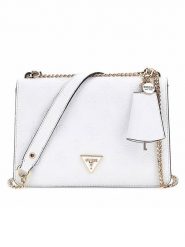Guess Torebka w kolorze białym - 26 x 18 x 6 cm rozmiar: onesize. Białe torebki klasyczne damskie Guess, z aplikacjami, z materiału, bez dodatków. Za 438.21 zł.