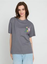 Koszulka z nadrukiem na plecach - szary. Szare t-shirty damskie Sinsay, l, bez wzorów, bez kołnierzyka. Za 29.99 zł.