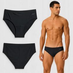 KĄPIELÓWKI MĘSKIE 4F NA BASEN NA PLAŻĘ SLIPY S M056 SS26. Niebieskie kąpielówki męskie 4f, m, bez wzorów, z materiału, do pływania. Za 34.06 zł.