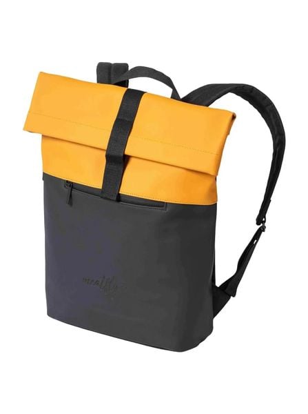 Plecak rolowany z kieszenią na laptopa – Honey / Black Meatfly. Żółte plecaki damskie Meatfly, bez wzorów, z materiału, eleganckie. Za 203.99 zł.
