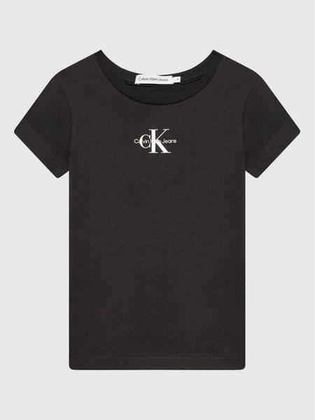 Calvin Klein Jeans T-Shirt Micro Monogram IG0IG01470 Czarny Slim Fit. Czarne koszulki dziewczęce Calvin Klein Jeans, bez wzorów, z bawełny, bez ramiączek. Za 89.99 zł.